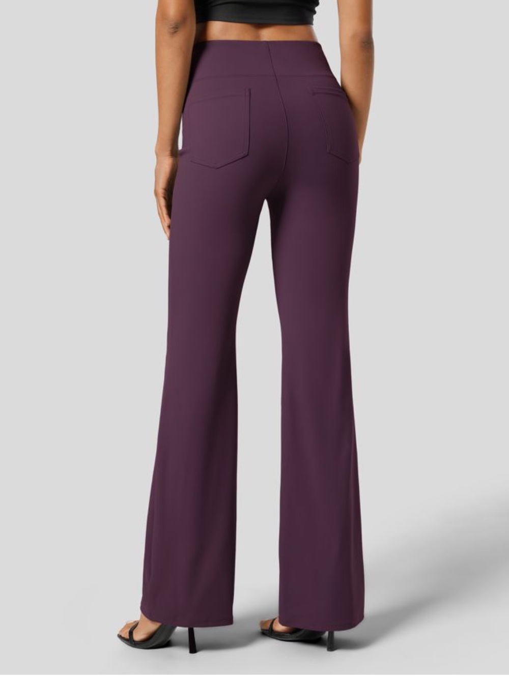 Halara Flex High Waisted Back Side Pocket Slight Flare Work Pants L Tall purple